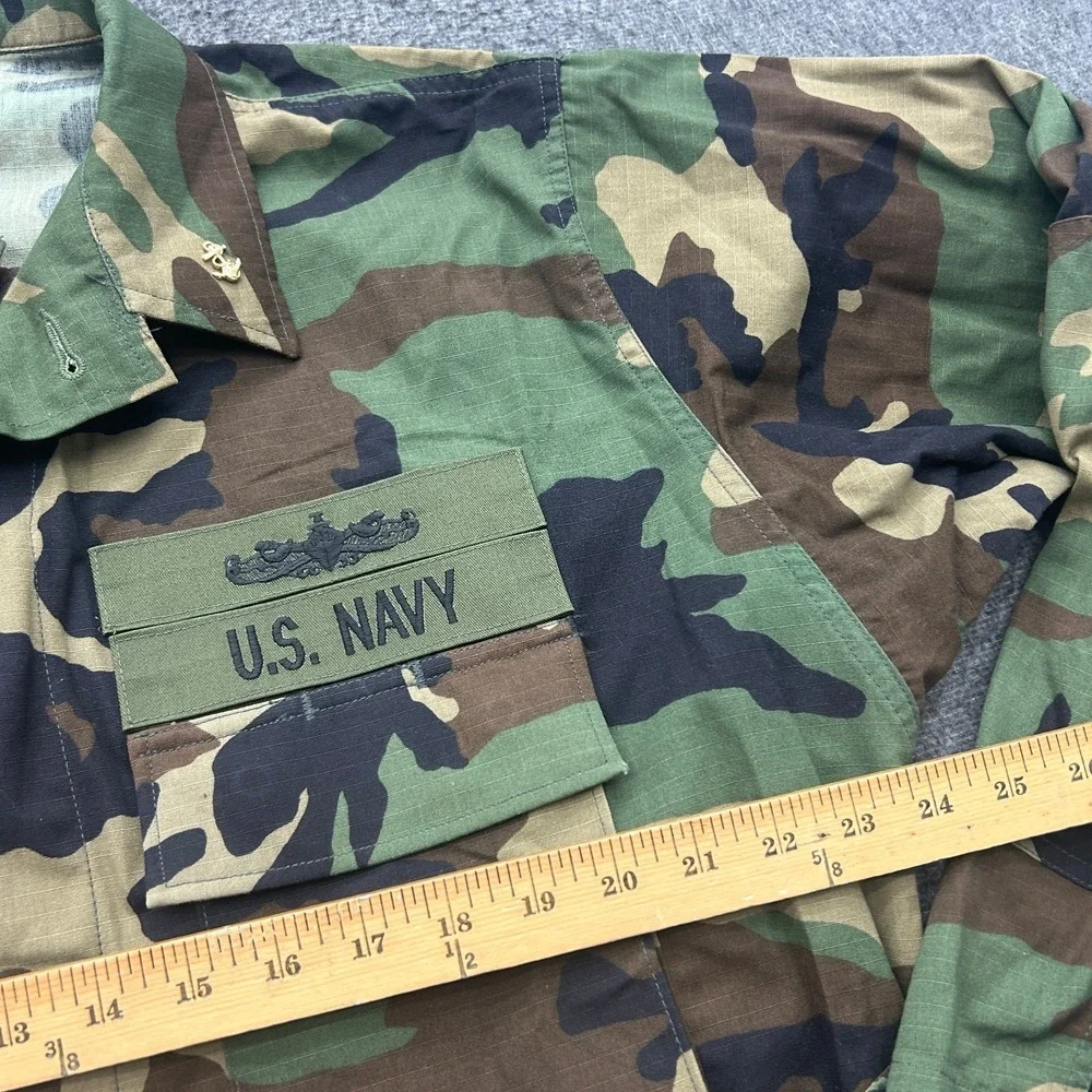 Woodland Camo BDU Jacket Large Regular Hot Weather Combat Coat US Navy